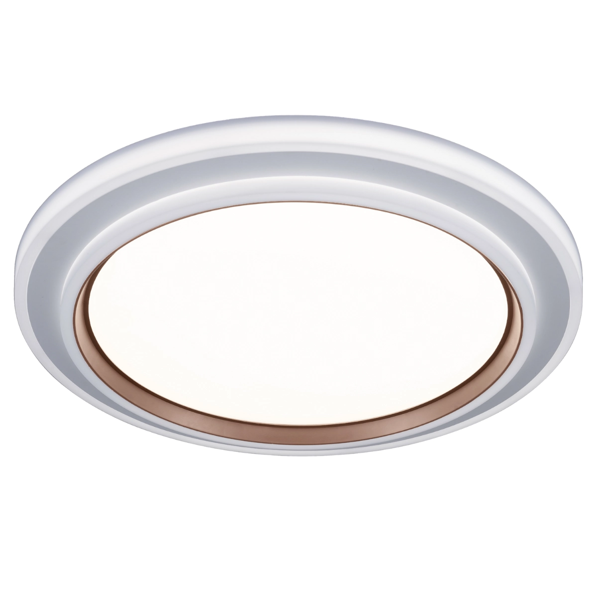 Plafon De Sobrepor Harmony Led Integrado Luz Amarela Neutra Branca 48cm 72w Bivolt Branco Com Dourado 110v/220v - Bivolt