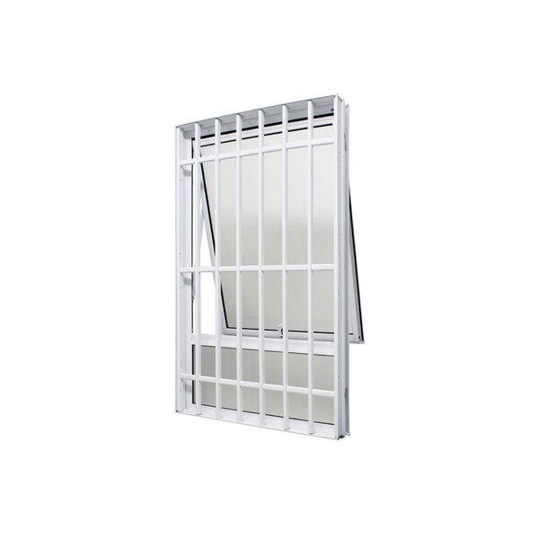 Janela Maxim-ar Alumínio Branco 100x60x9,5cm Com Fixo Inferior Com Grade Jap Perfecta Max