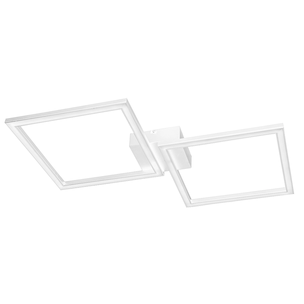 Plafon Sobrepor Perfil Led Duplo 48w Moderno Quarto Sala Escritorio Branco Luz Amarela 3000k Bivolt