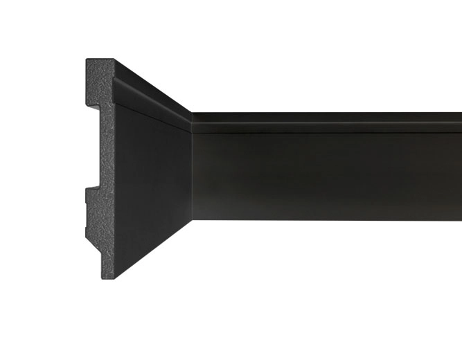 Rodapé Frisado Em Poliestireno Floort 7cm X 13mm Preto