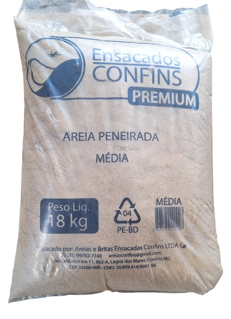 Areia Lavada Média Confins Saco de 18kg Ensacados Confins