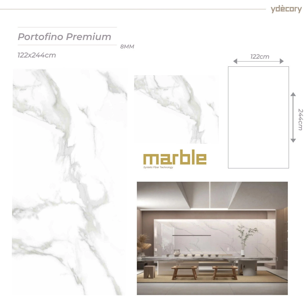 Revestimento Marmorizado Portofino Premium 8mm · Fibra De Carbono De Bambu 3m² - 2,44m X 1,22m