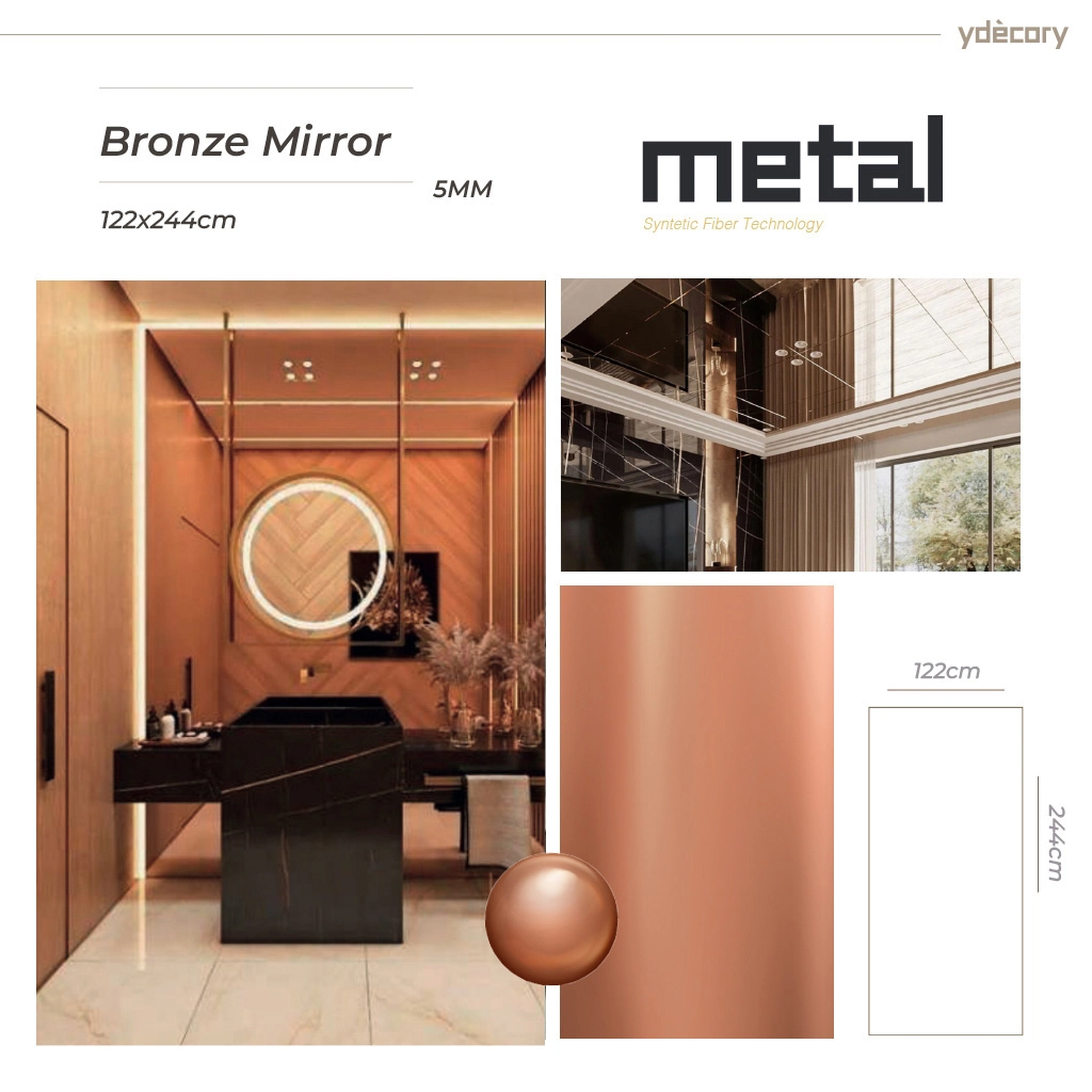 Revestimento Espelhado Bronze 5mm · Fibra De Carbono De Bambu Com Efeito Metálico 3m² - 2,44m X 1,22m