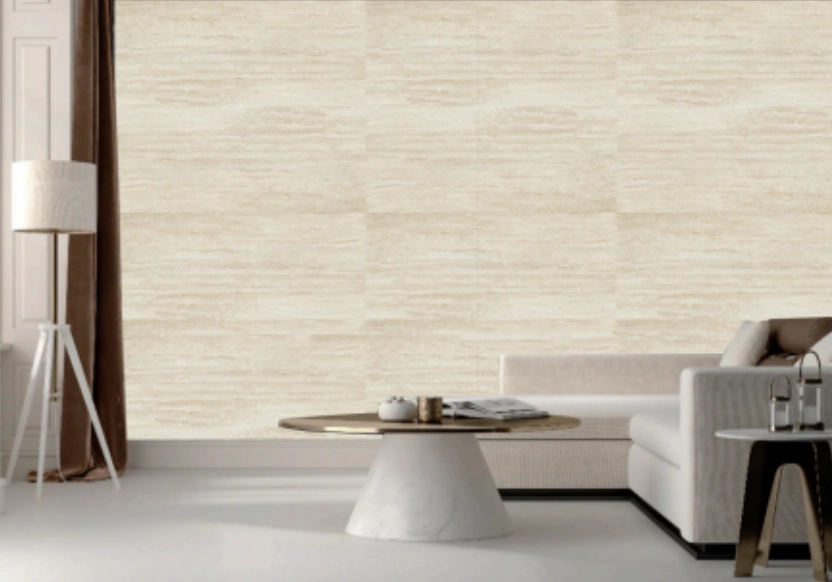 Revestimento Pedra Natural Travertino Romano 3mm · 120x60 Cm · Fibra De Vidro E Pó De Pedra Natural