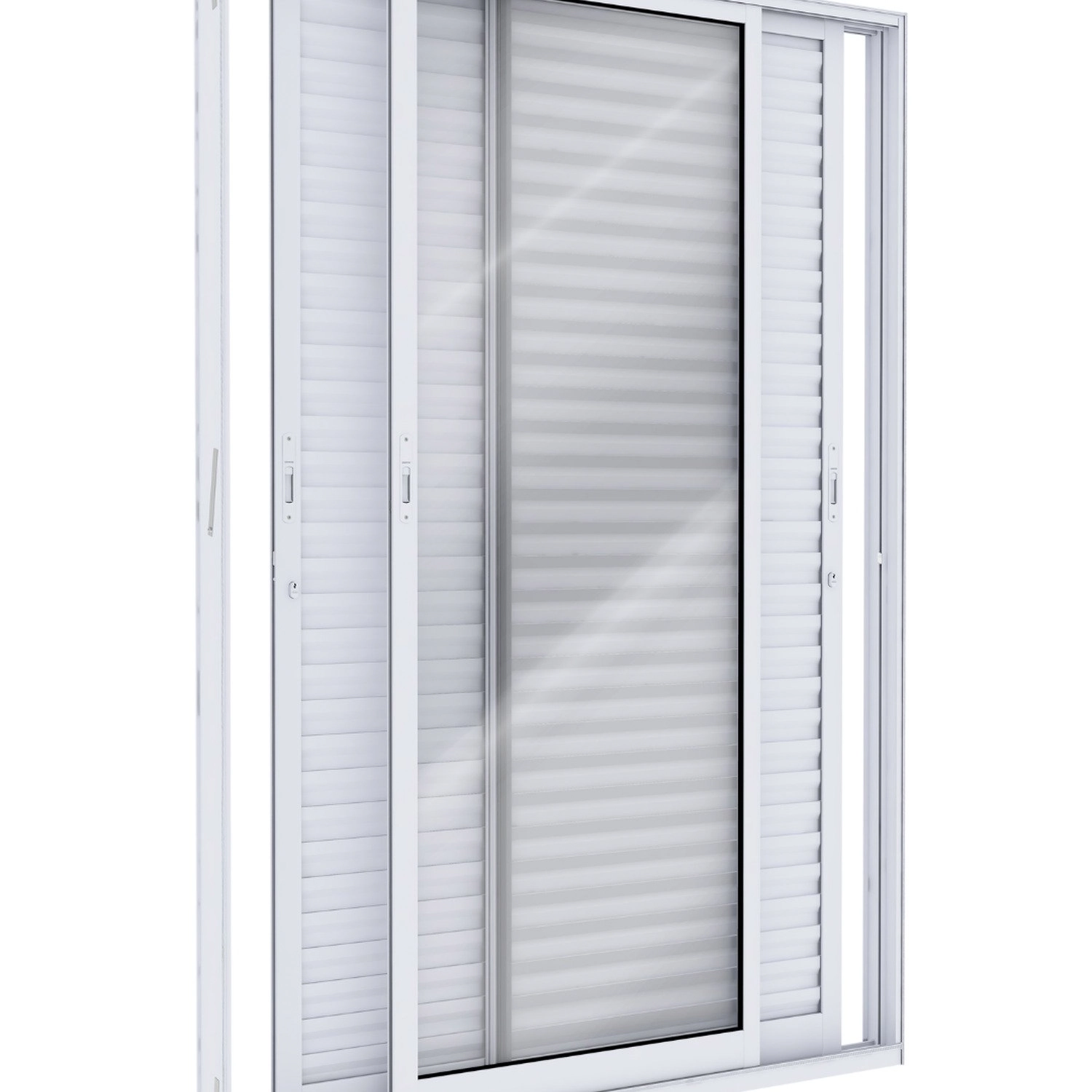 Porta Balcão De Alumínio De Correr Lateral 3 Folhas Móveis 215x160cm Lucasa Ideale Branco