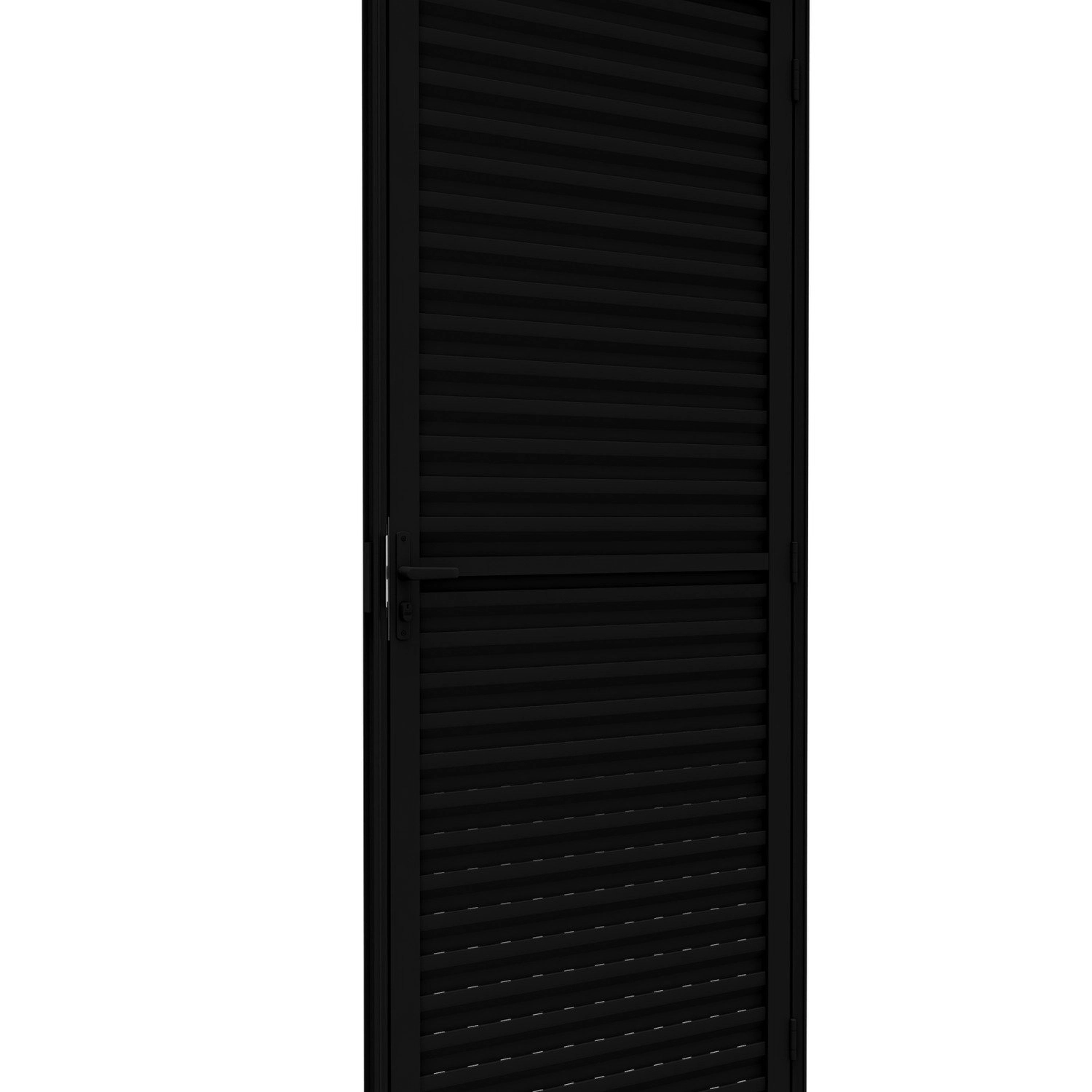 Porta De Alumínio De Giro Laminada Ventilada 215x95cm Lucasa Ideale Preto