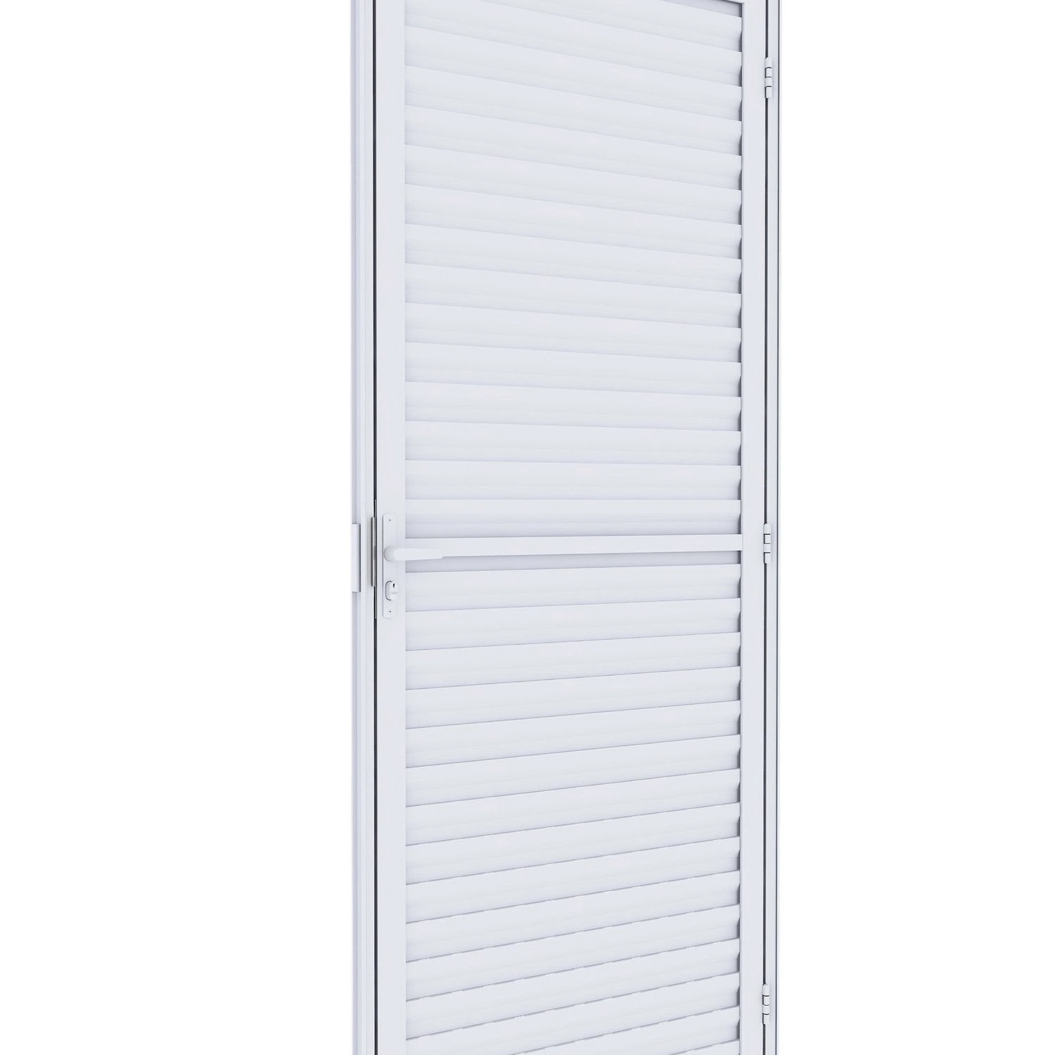 Porta De Alumínio De Giro Laminada Ventilada 215x95cm Lucasa Ideale Abertura Esquerda Branco