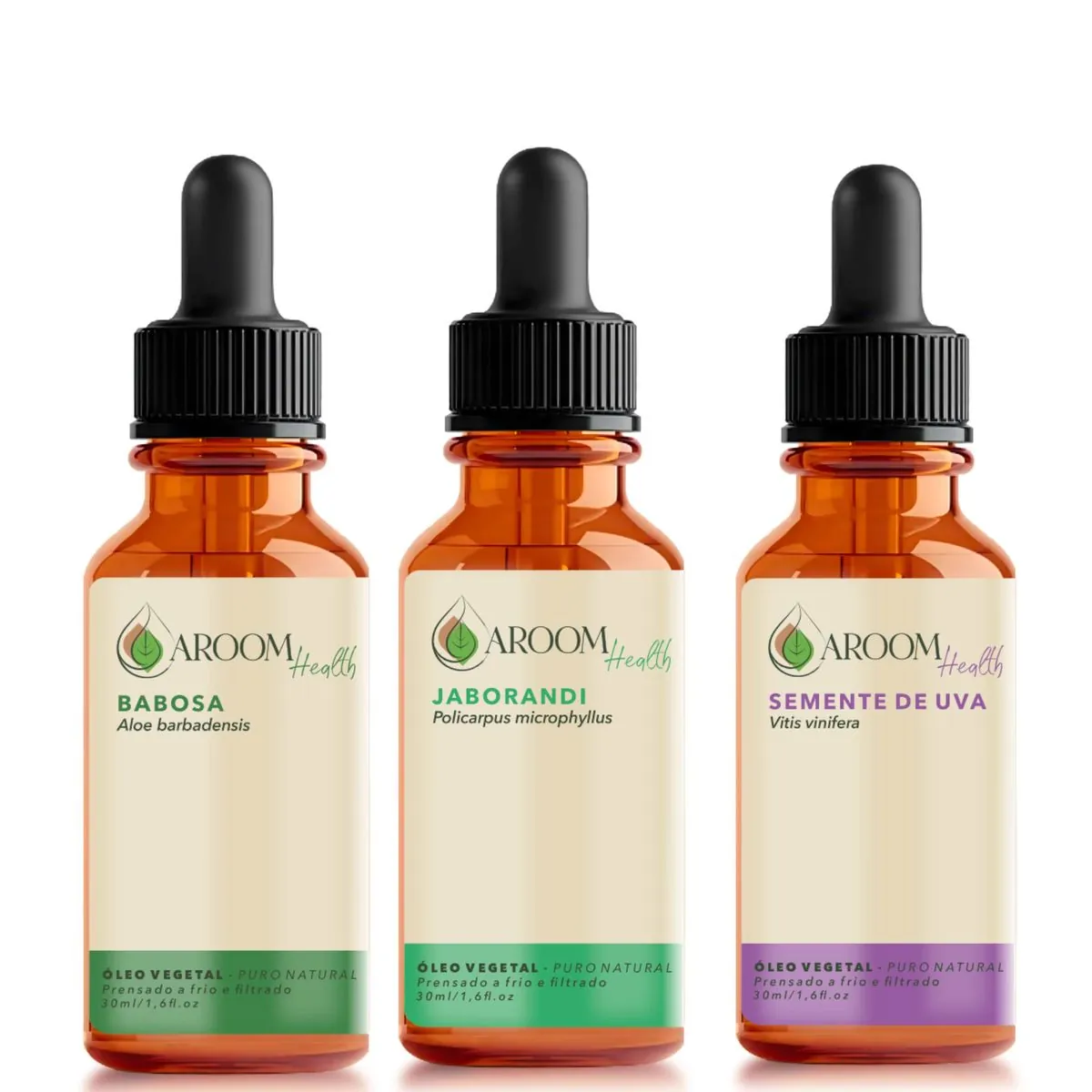 Kit de óleos Babosa, Jaborandi e semente de Uva - 30 ml cada