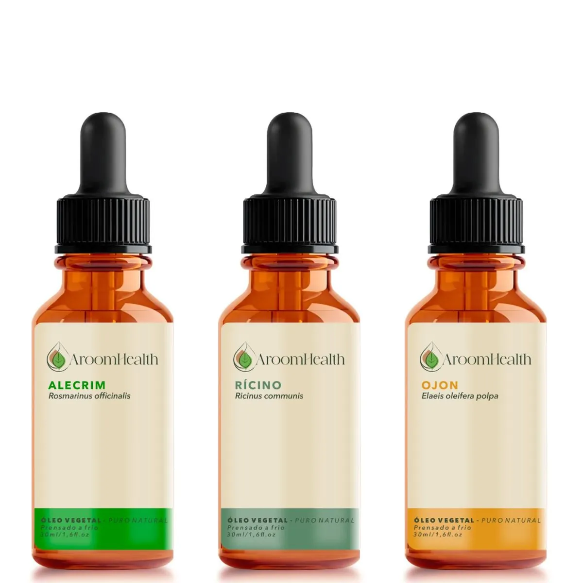 Kit óleos vegetais de Alecrim, Ojon polpa/Batana e Rícino -30ml cada