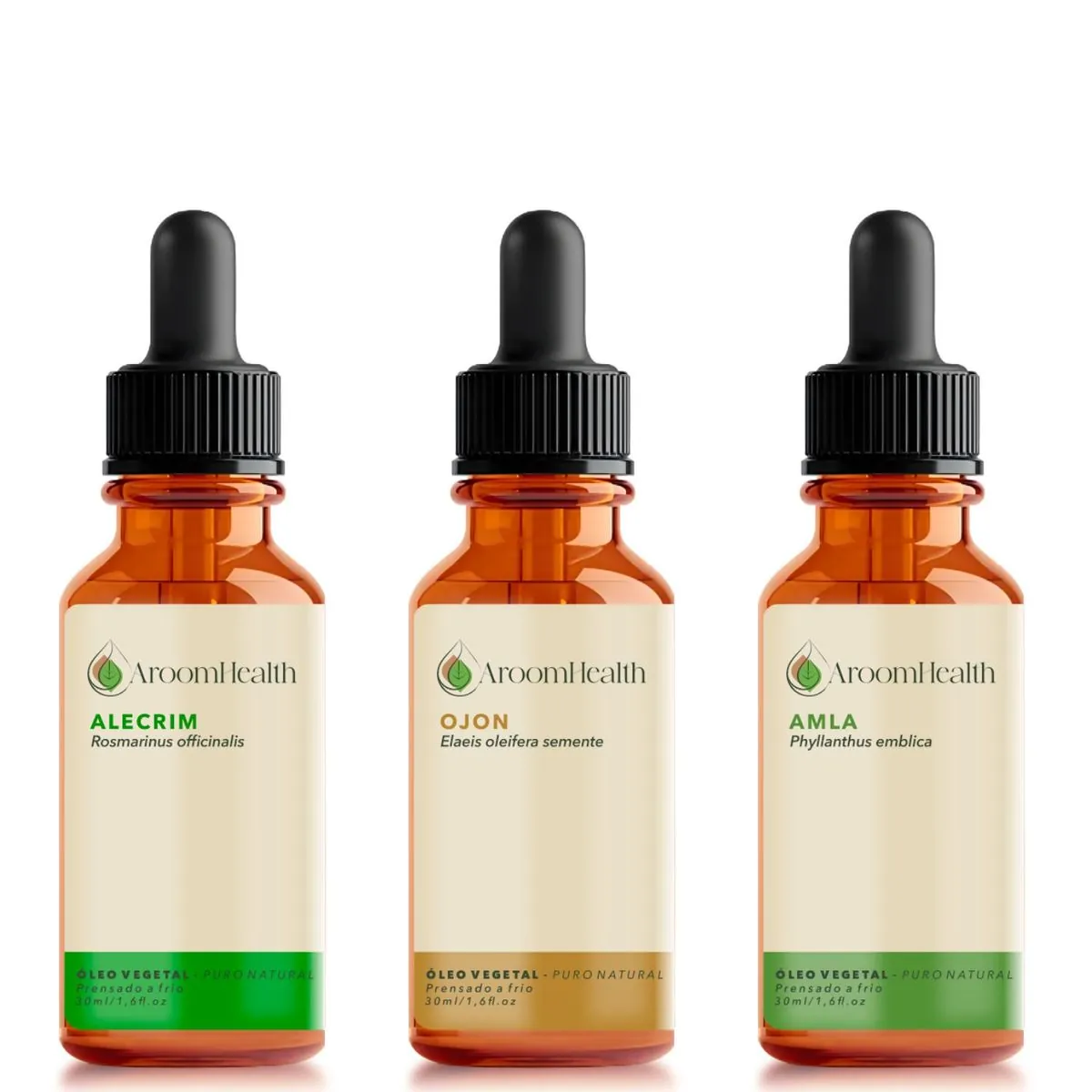 Kit óleos capilares de Alecrim, semente de Ojon/Batana e Amla -30 ml cada