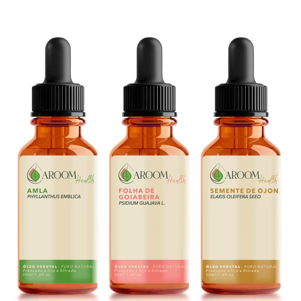 Kit óleos vegetais de Amla , folha da Goiabeira e semente de Ojon/Batana – 30 ml cada