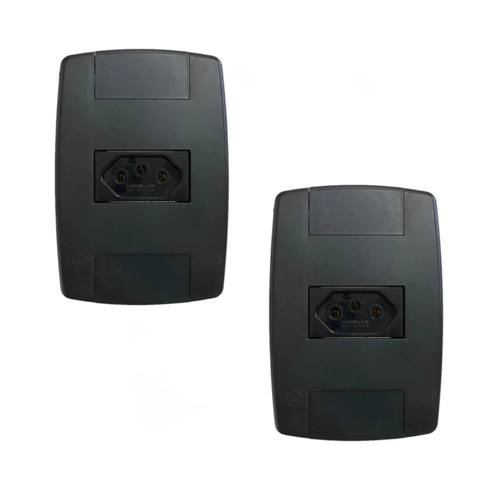 Kit 2 Tomada Elétrica Preta 2p+t 10a 250v Placa 4x2 Ilumi