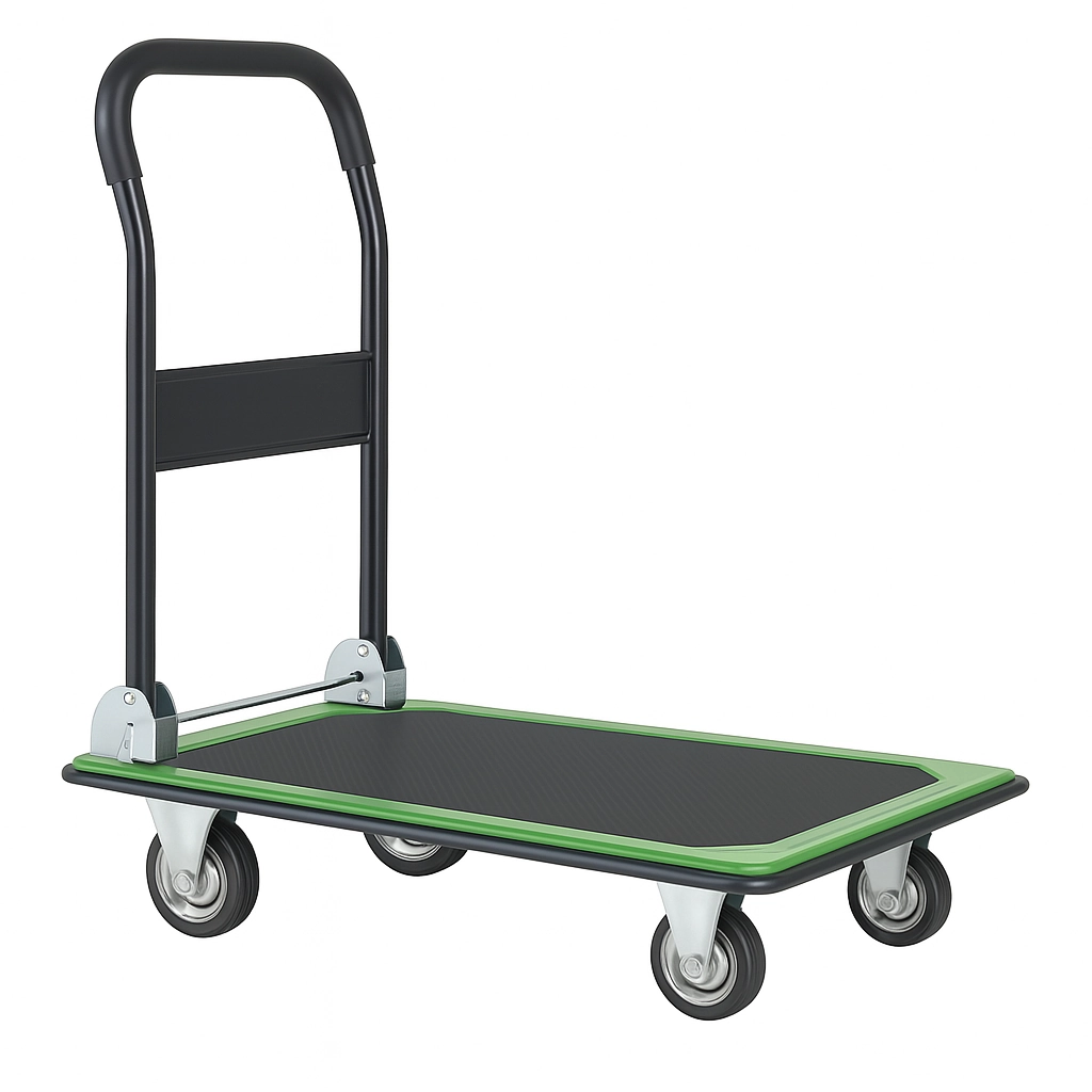 Carrinho De Carga Dobrável Aço Com Rodas 150 Kg Verde Preto Preto E Verde