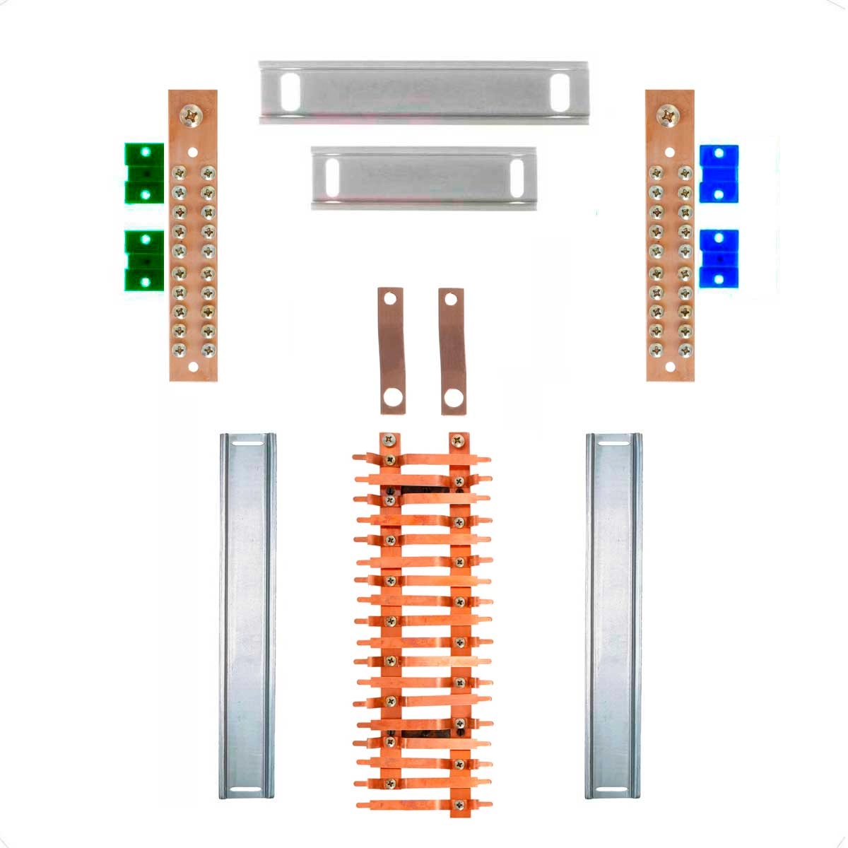 Kit Barramento Bifásico 150a Para 36 Circuitos