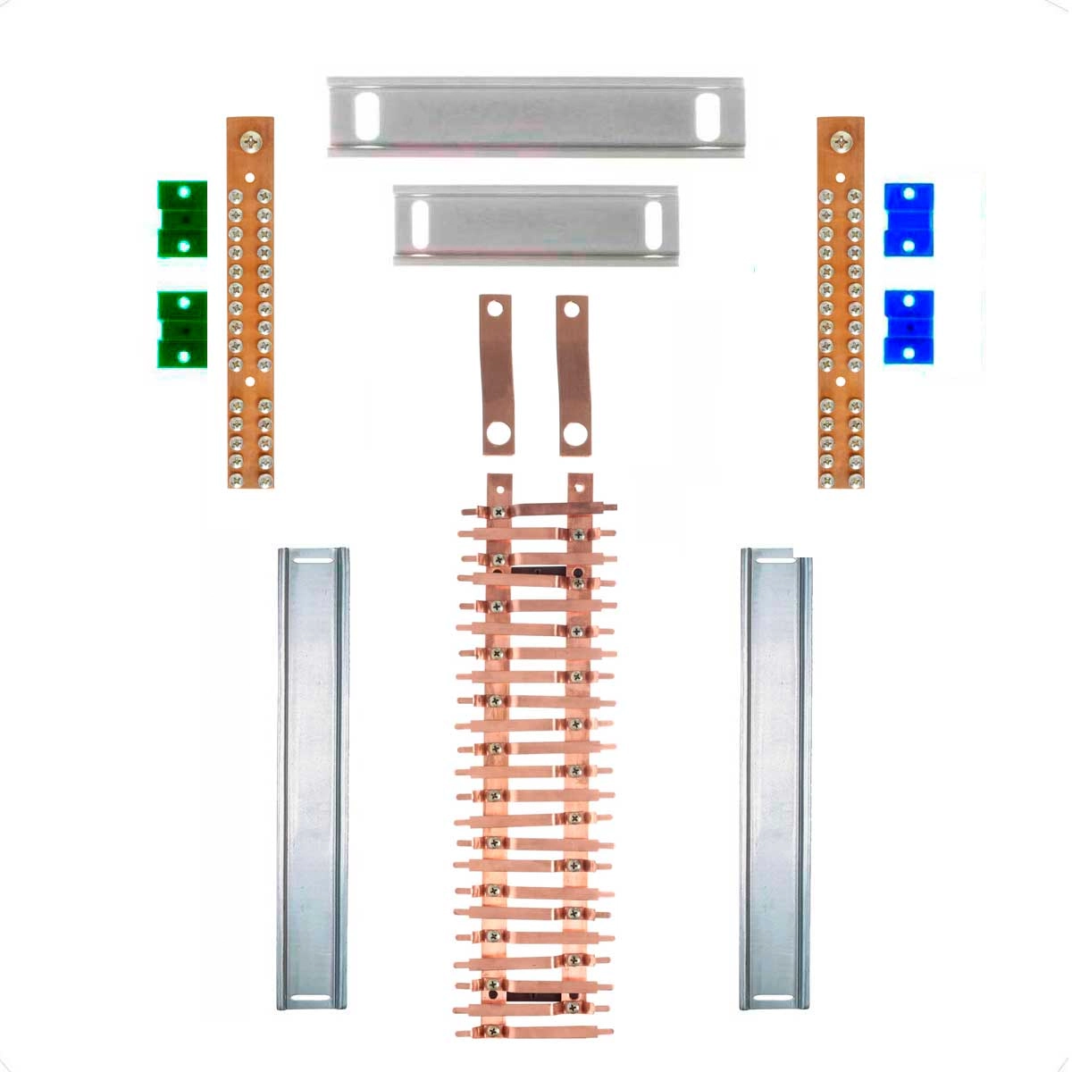 Kit Barramento Bifásico 150a Para 46 Circuitos