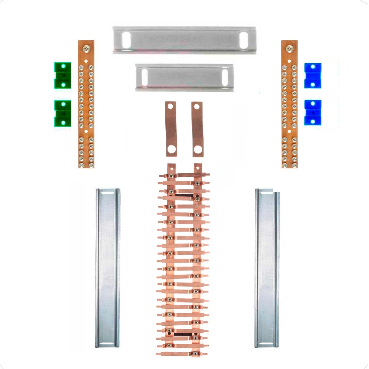 Kit Barramento Bifásico 150a Para 48 Circuitos
