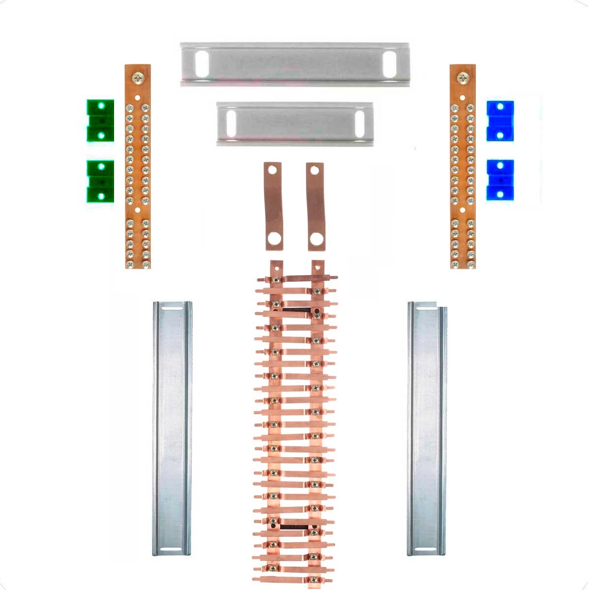 Kit Barramento Bifásico 150a Para 52 Circuitos