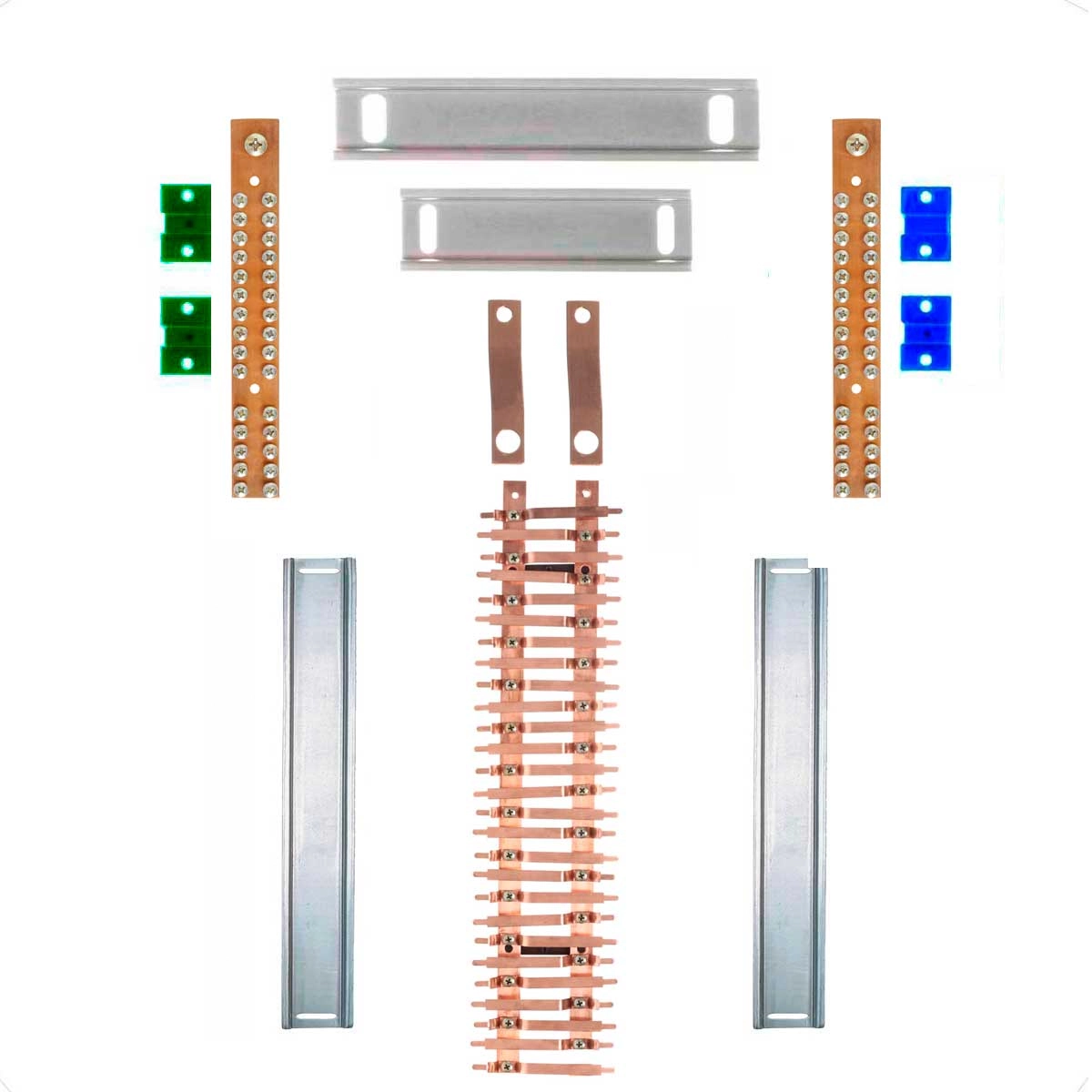 Kit Barramento Bifásico 150a Para 54 Circuitos