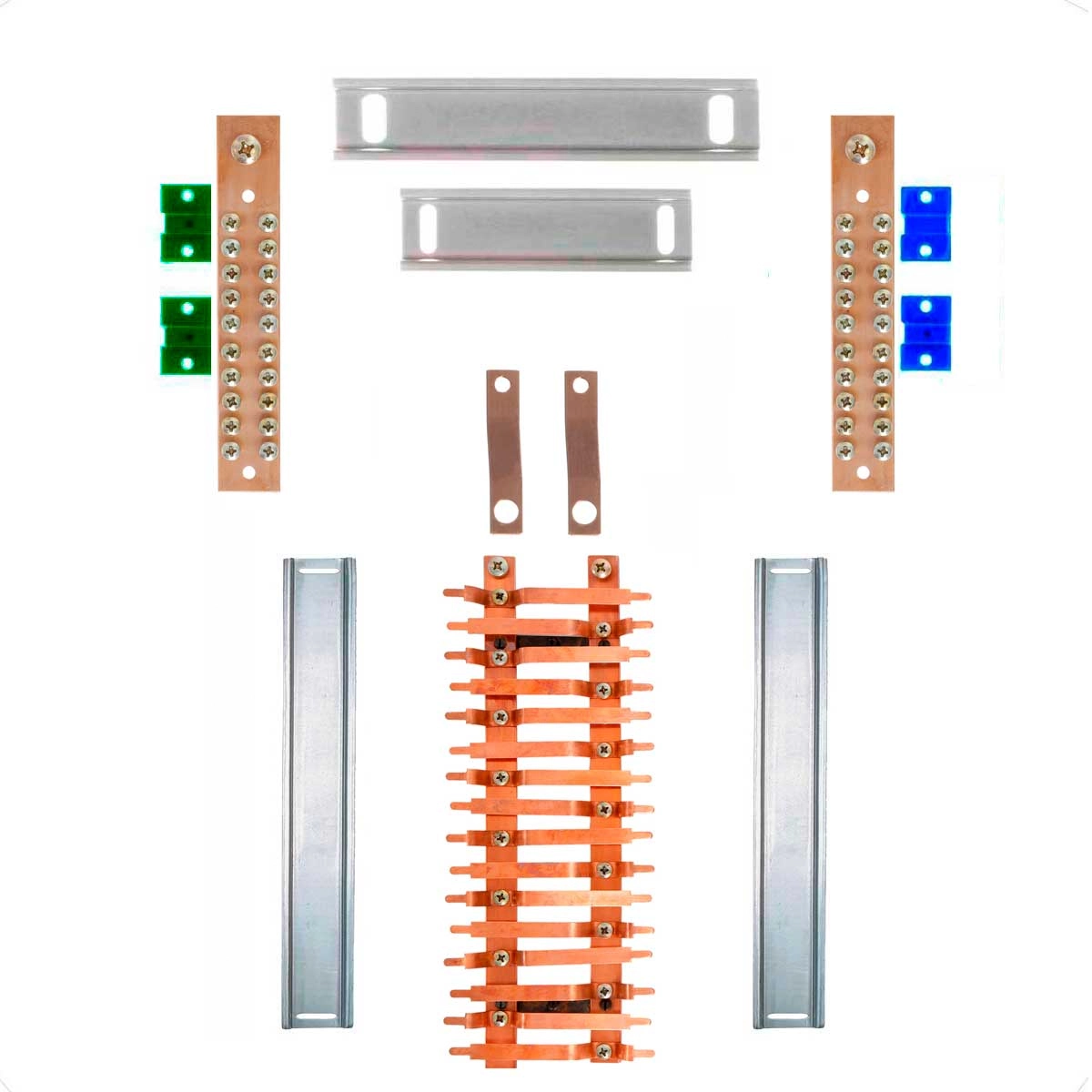 Kit Barramento Bifásico 150a Para 32 Circuitos
