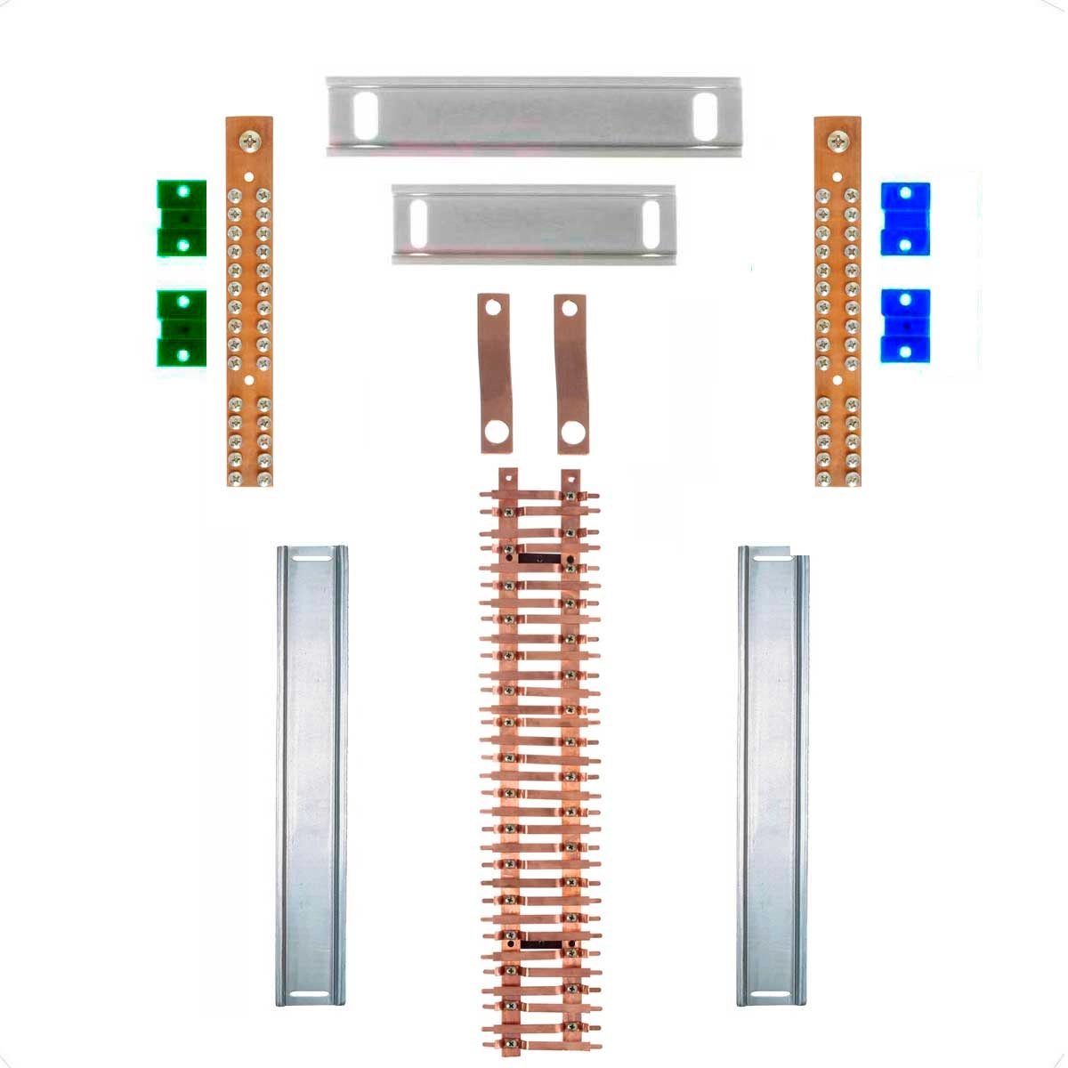 Kit Barramento Bifásico 150a Para 64 Circuitos