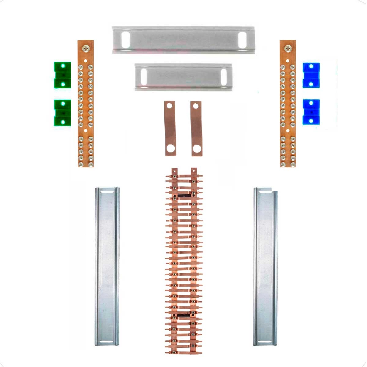 Kit Barramento Bifásico 150a Para 66 Circuitos