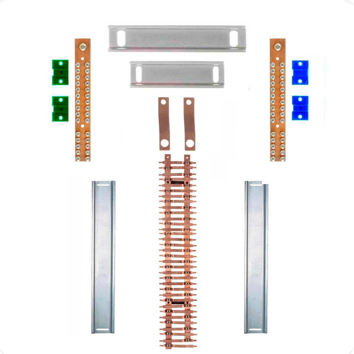 Kit Barramento Bifásico 150a Para 68 Circuitos