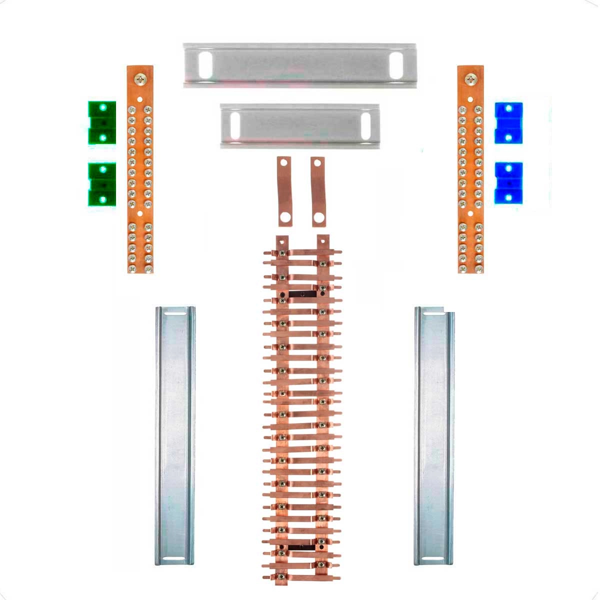 Kit Barramento Bifásico 225a Para 58 Circuitos