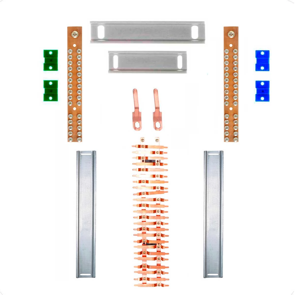 Kit Barramento Bifásico 100a Para 46 Circuitos Com Placa De Policarbonato