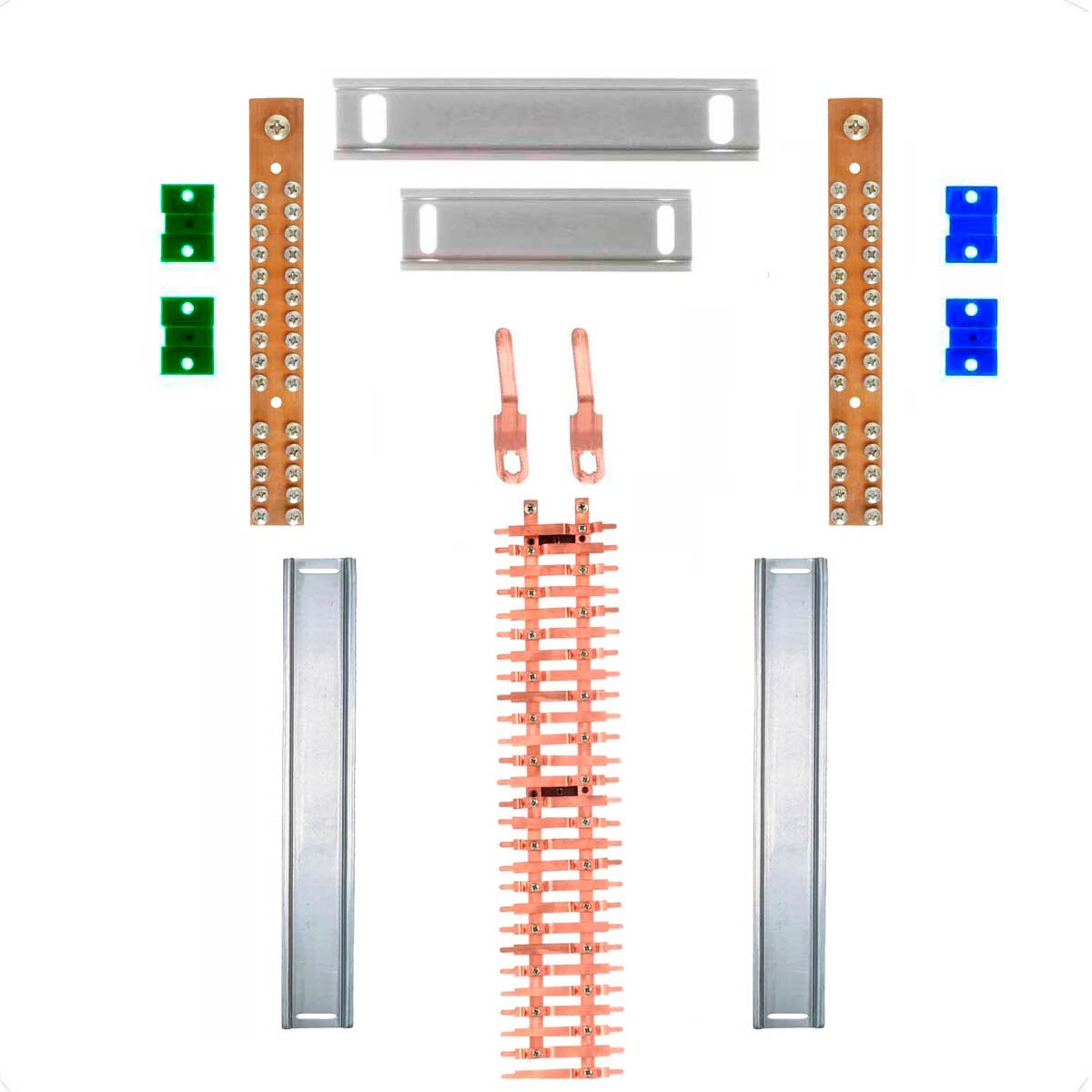 Kit Barramento Bifásico 100a Para 54 Circuitos Com Placa De Policarbonato