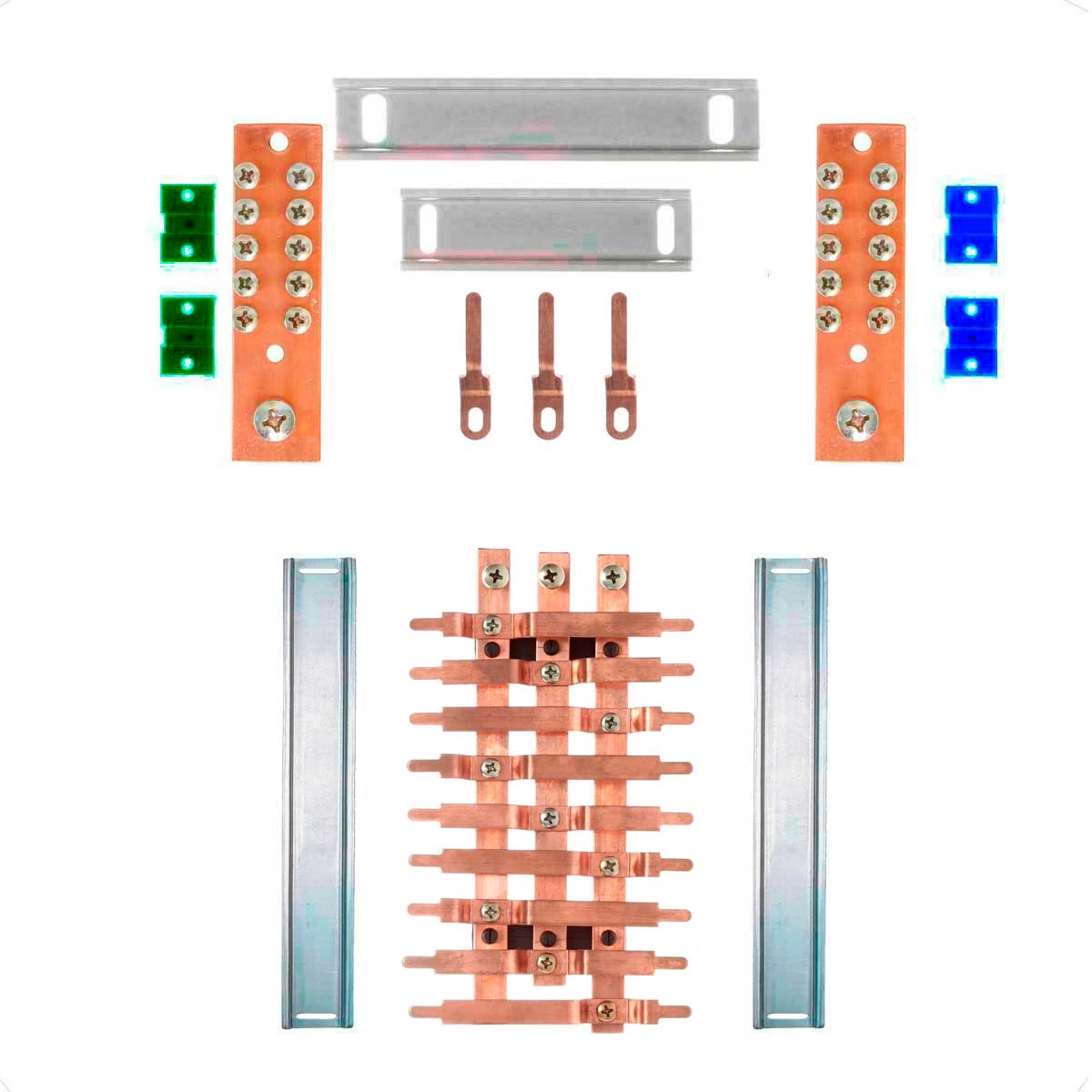 Kit Barramento Trifásico 100a Para 18 Circuitos Com Placa De Policarbonato