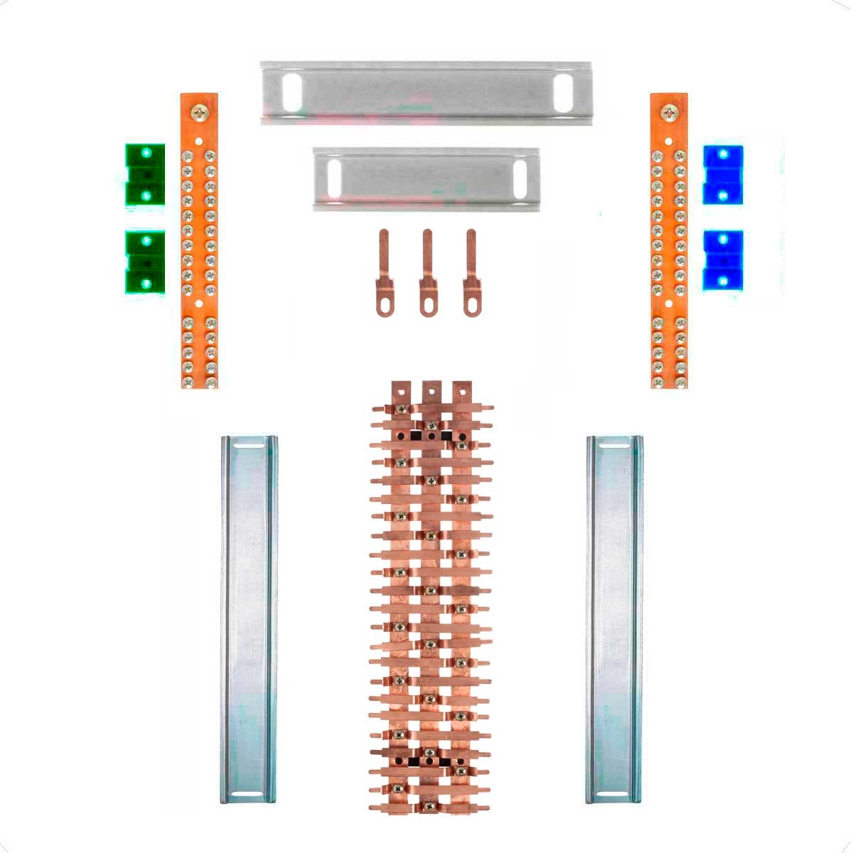 Kit Barramento Trifásico 100a Para 46 Circuitos Com Placa De Policarbonato