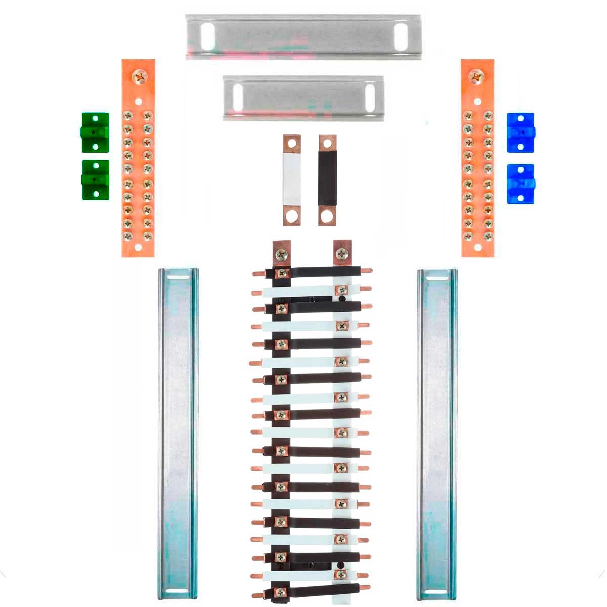 Kit Barramento Bifásico 150a Para 38 Circuitos Com Termo Retrátil