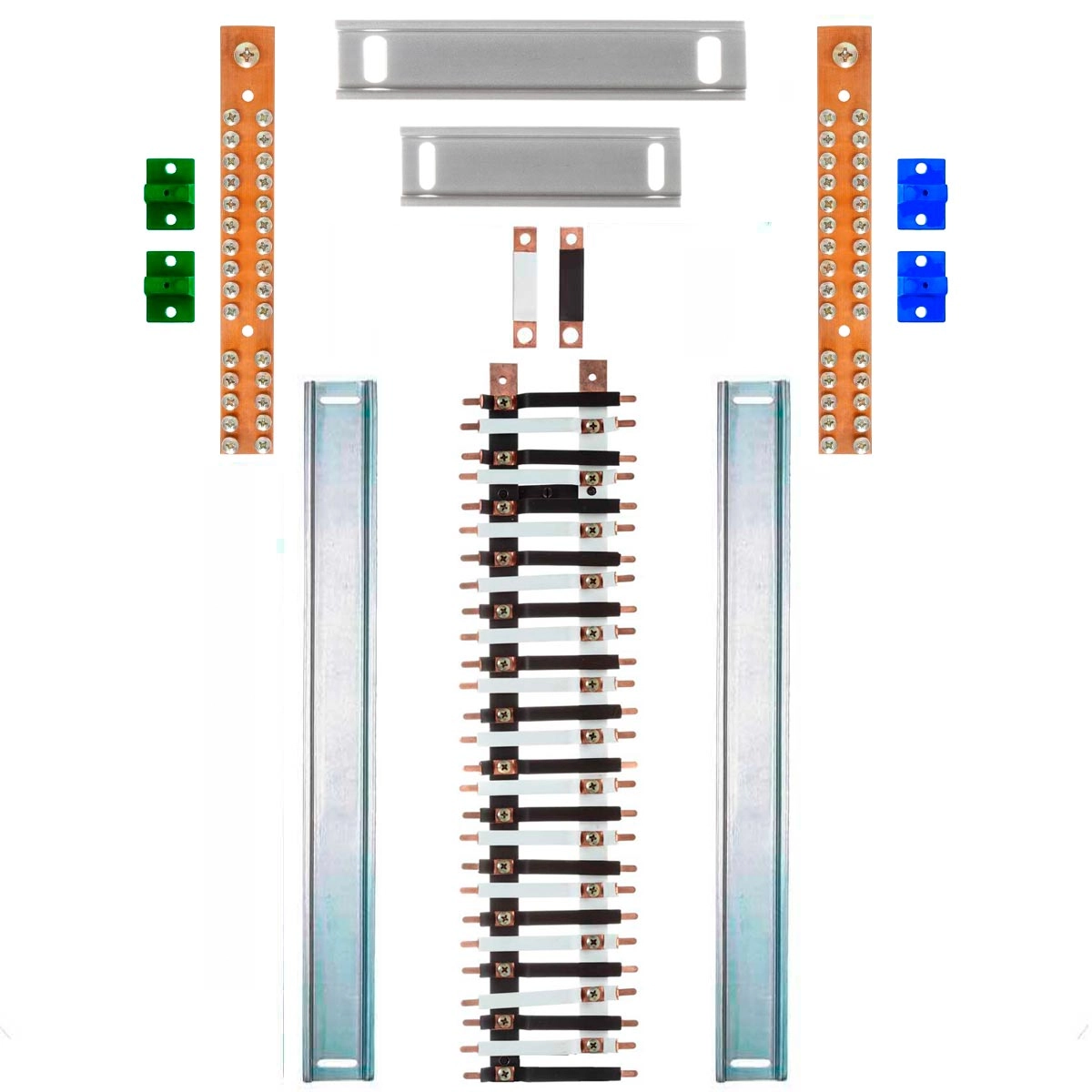 Kit Barramento Bifásico 150a Para 54 Circuitos Com Termo Retrátil