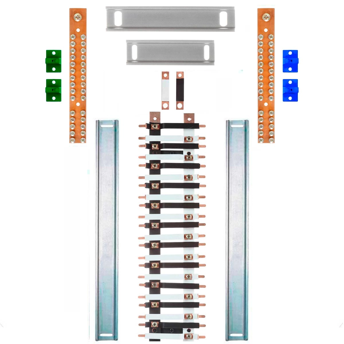 Kit Barramento Bifásico 150a Para 46 Circuitos Com Termo Retrátil