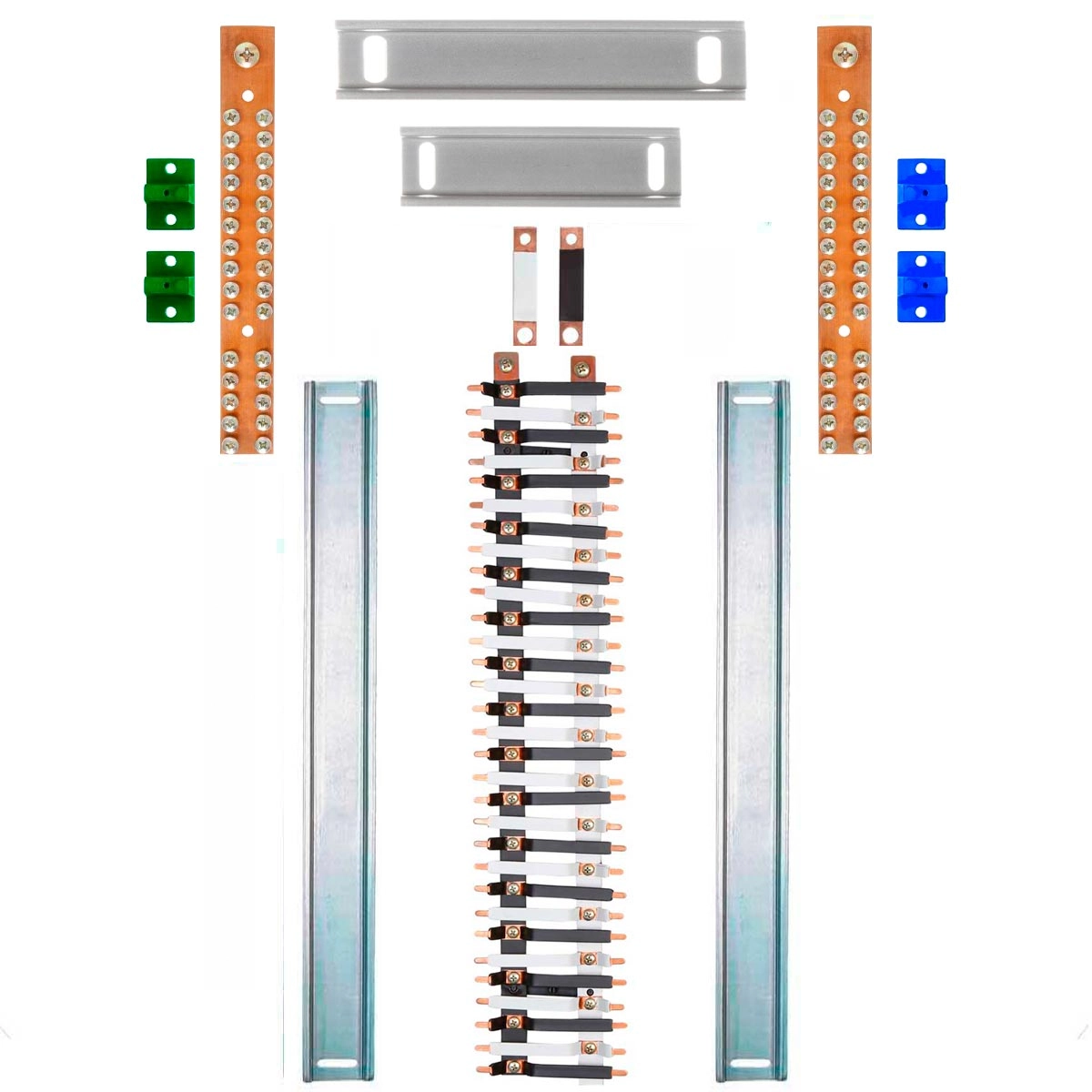 Kit Barramento Bifásico 150a Para 62 Circuitos Com Termo Retrátil
