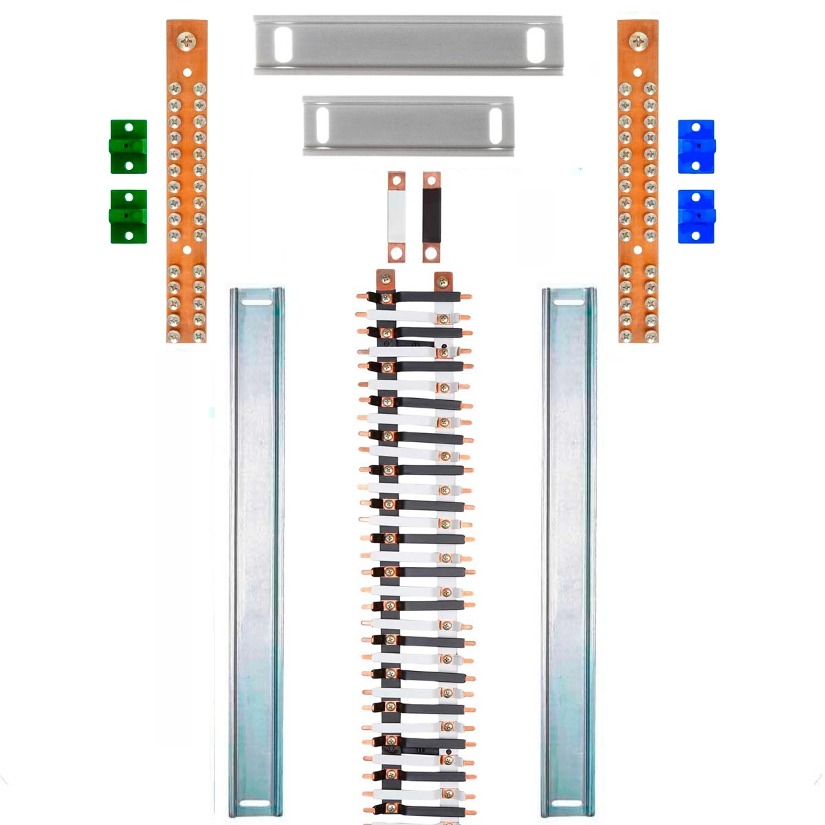 Kit Barramento Bifásico 150a Para 64 Circuitos Com Termo Retrátil