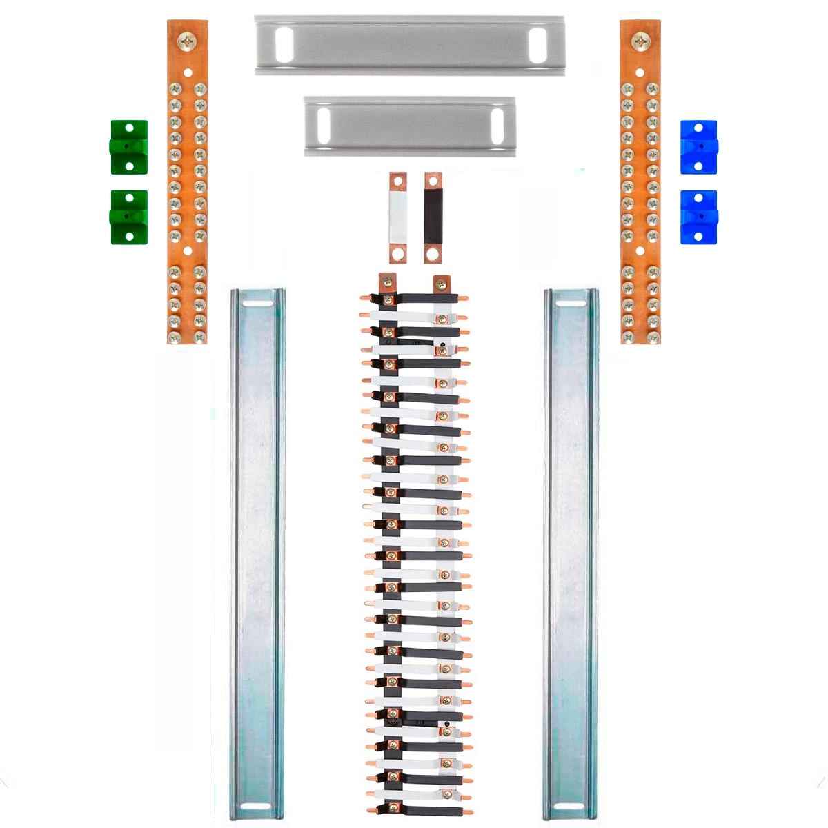 Kit Barramento Bifásico 150a Para 66 Circuitos Com Termo Retrátil