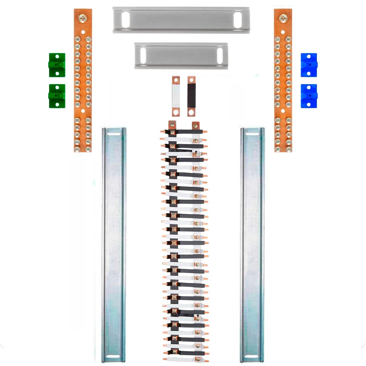 Kit Barramento Bifásico 150a Para 68 Circuitos Com Termo Retrátil