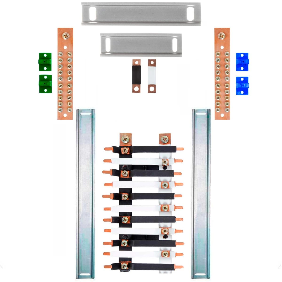 Kit Barramento Bifásico 225a Para 22 Circuitos Com Termo Retrátil