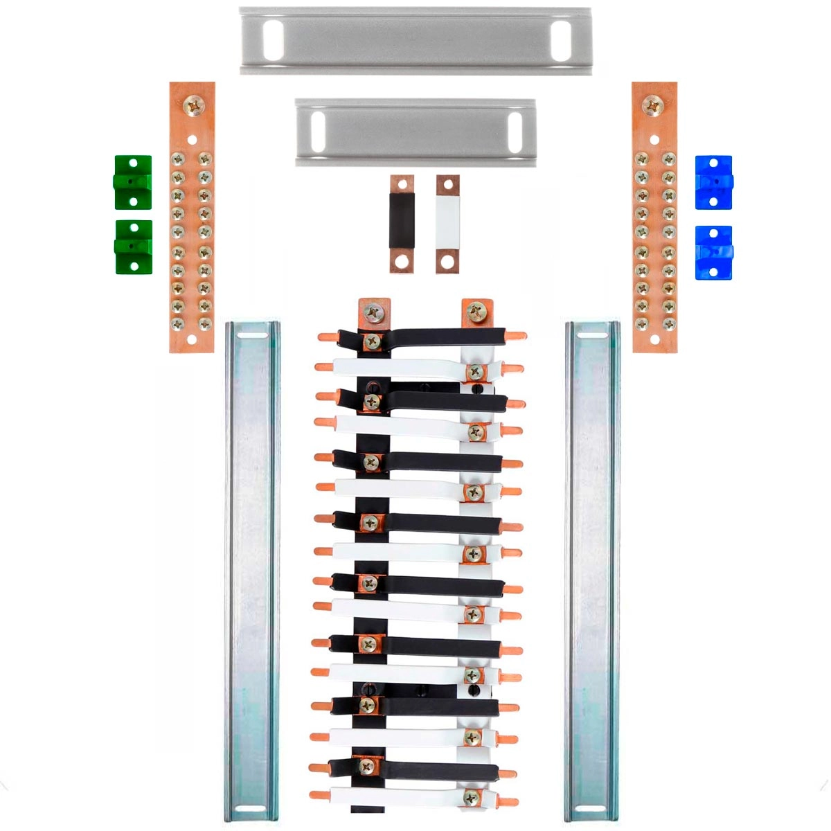 Kit Barramento Bifásico 225a Para 32 Circuitos Com Termo Retrátil