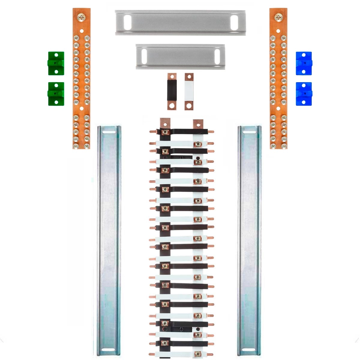 Kit Barramento Bifásico 225a Para 48 Circuitos Com Termo Retrátil