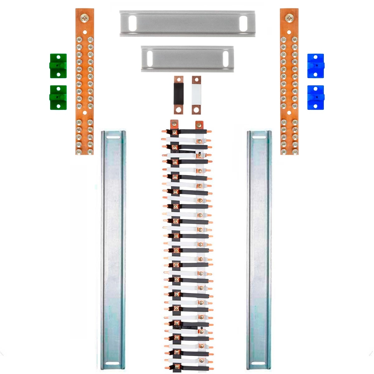 Kit Barramento Bifásico 225a Para 66 Circuitos Com Termo Retrátil