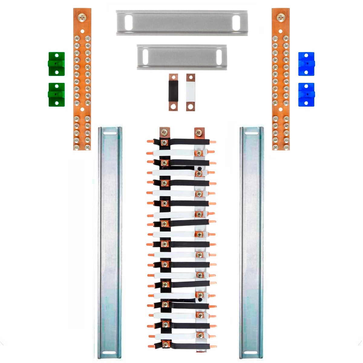 Kit Barramento Bifásico 225a Para 42 Circuitos Com Termo Retrátil