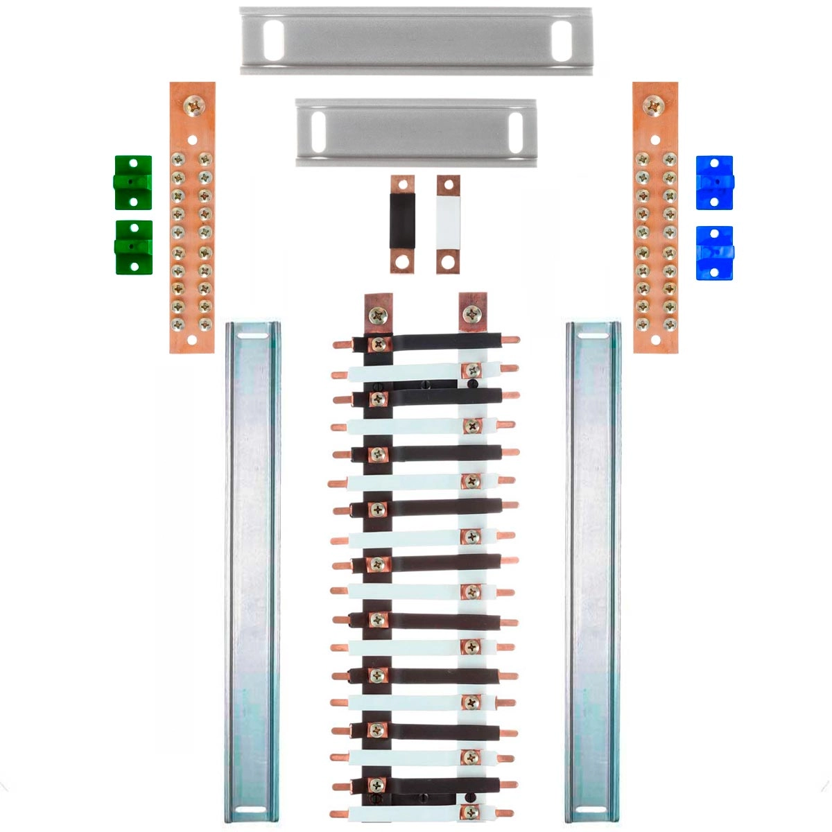 Kit Barramento Bifásico 225a Para 36 Circuitos Com Termo Retrátil