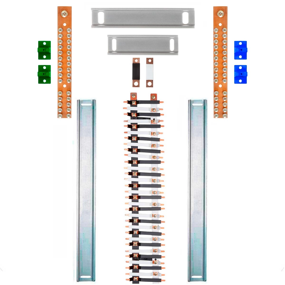 Kit Barramento Bifásico 225a Para 62 Circuitos Com Termo Retrátil