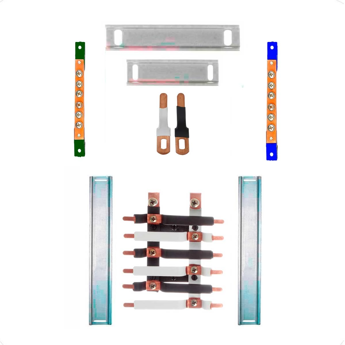 Kit Barramento Bifásico 80a Para 12 Circuitos Com Termo Retrátil