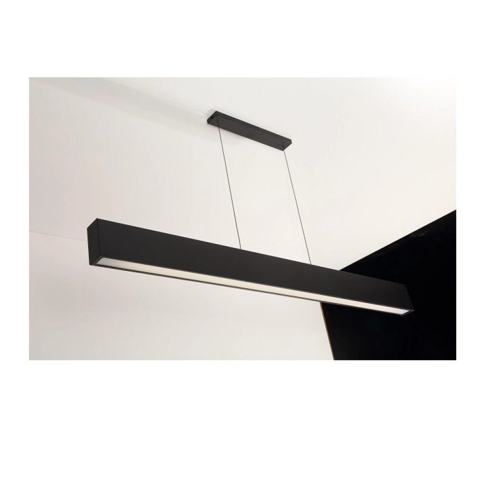 Pendente Retangular 65cm Preto E 1 Lâmpada Tuboled 9w 4000k