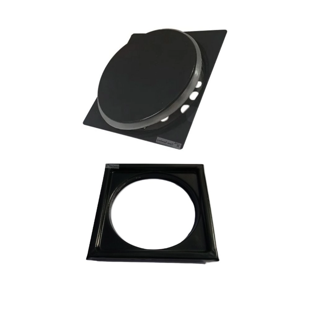 Ralo Click Black Fosco 15x15 Com Porta Grelha Aço Inox Preto