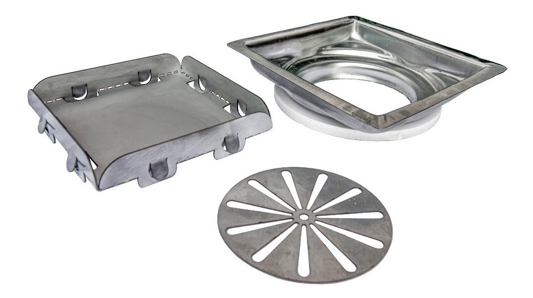 Ralo Invisivel Aço Inox 304 10x10 Oculto Com Aba E Tela