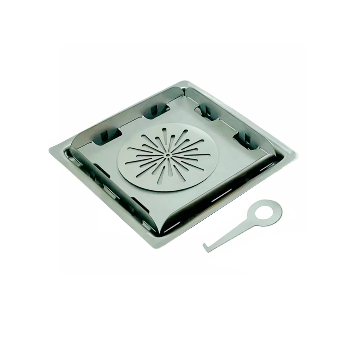 Ralo Invisivel Aço Inox 304 20x20 Oculto Com Aba E Tela